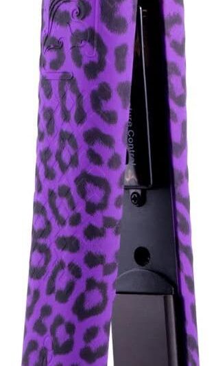 Royale Ionic Flat Iron Luxury Ceramic Tourmaline 2 in 1 Hair Straightener & Curler + Predire Robe – Single Pass, Floating Plates, Anti-Frizz 1″ (Purple Leopard)