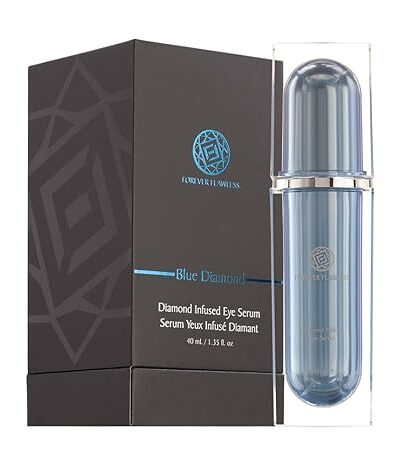 Forever Flawless Diamond Infused Eye Serum. Blue Diamond Eye Serum Formulated to Diminish Puffiness, Bags, Dark Circles, Wrinkles, and Fine-Lines around the Eyes.