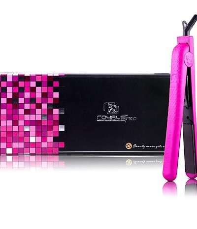 Royale Classic Flat Iron Hair Straightener, Hot Pink, Ceramic Floating Plate Design, Easy to Use, Will Not Damage Hair, 5 Year Unconditional Warranty