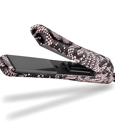 Luxury 100% Ceramic Tourmaline Ionic Flat Iron Hair Straightener | 2 in 1 Hair Straightener and Curler | Single Pass Floating Plates | Ion Tech Anti-Static & Anti-Frizz (1.25″ Pink Lace Soft Touch)