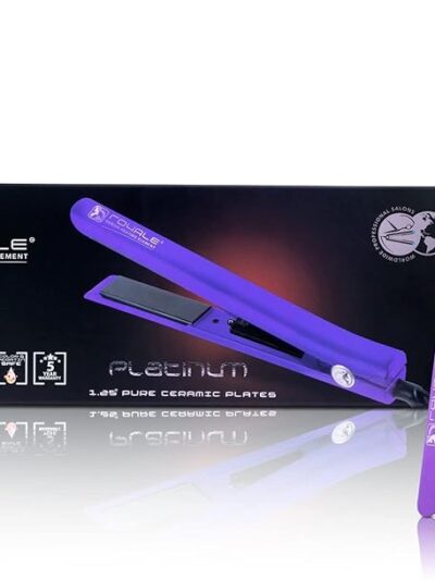 Royale Platinum Genius Heating Element Flat Iron Luxury Ceramic Tourmaline 2 in 1 Hair Straightener/Curler (Deep Purple)