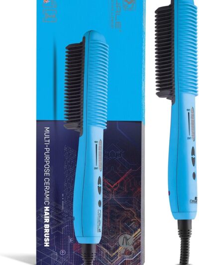 Royale Luxury Ceramic Hair Straightener Brush – Genius Heating Element, Ionic Technology (Baby Blue)