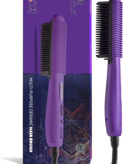 Royale Luxury Ceramic Hair Straightener Brush – Genius Heating Element, Ionic Technology (Purple)