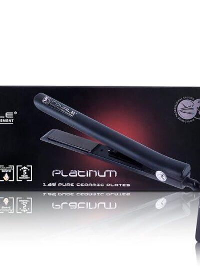 Royale Platinum Genius Heating Element Flat Iron Luxury Ceramic Tourmaline 2 in 1 Hair Straightener/Curler (Black)