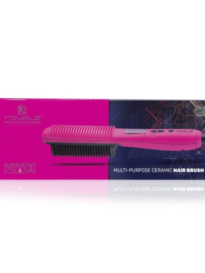 Royale Luxury Ceramic Hair Straightener Brush – Genius Heating Element, Ionic Technology (Hot Pink)