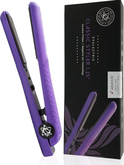 Classic Styler Ceramic Flat Iron – Styling Iron with 1.25 Inch Floating Plates – Negative Ion Technology for Healthy Hair – Dual Voltage Hair Straightener – Deep Purple