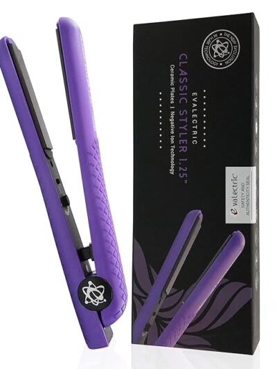 Classic Styler Ceramic Flat Iron – Styling Iron with 1.25 Inch Floating Plates – Negative Ion Technology for Healthy Hair – Dual Voltage Hair Straightener – Deep Purple