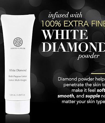 Forever Flawless Diamond Infused Multipurpose Lotion, Moisturizer w Natural Diamond Powder, Hydrates All Skin for Anti Aging Treatment, Essential Nutrients, and Oils FF14, (4.06 fl oz)