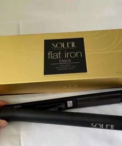 Soleil Professional Solid Ceramic Flat Iron Magnetized Plates ~ Black